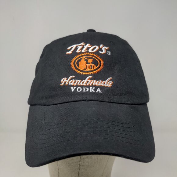 Tito's Handmade Vodka Men's Slideback Hat Black Embroidered Logo Austin Texas - Picture 2 of 12